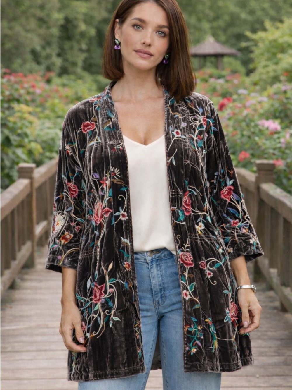 Johnny Was Uriah Velvet heavily, embroidered,Kimono/Jacket NWT (Rare color)